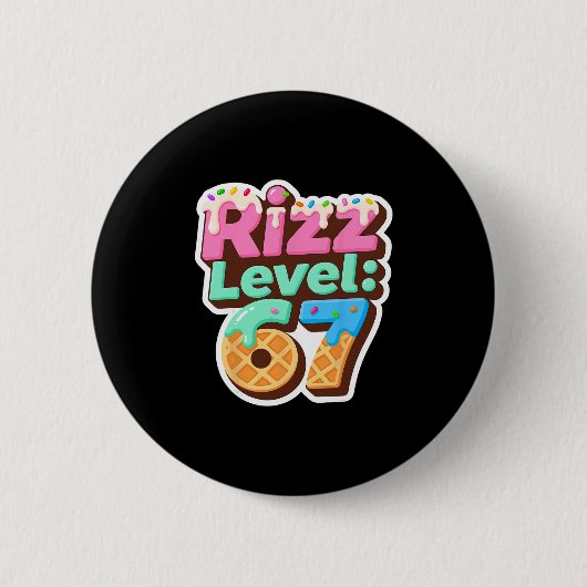 Rizz Level 67 Meme-Shirt Eiscreme-Tropf-Meme Six S Button (Vorderseite)