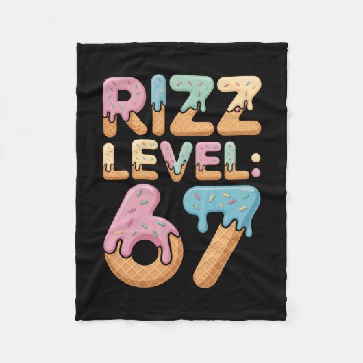 Rizz Level 67 Meme-Shirt Eiscreme-Tropf-Meme Six S Fleecedecke (Vorderseite)