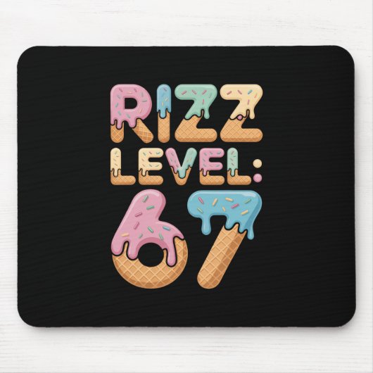 Rizz Level 67 Meme-Shirt Ice Cream Drip Meme Six S Mousepad (Vorne)