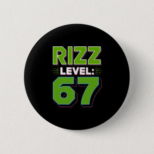 Rizz Level 67 Meme-Shirt Jugendtrend Six Seven 6 7 Button