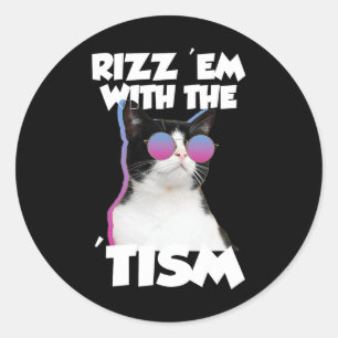 Rizz sie mit dem Tism-Katze-Meme Rizzler Lustig Au Runder Aufkleber
