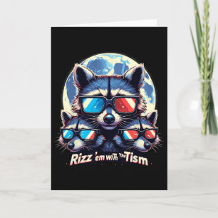 Rizz Sie mit dem Tism Retro Vintage Waschbär Meme Karte