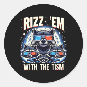 Rizz Sie Mit Dem Tism Retro Vintage Waschbär Meme  Runder Aufkleber