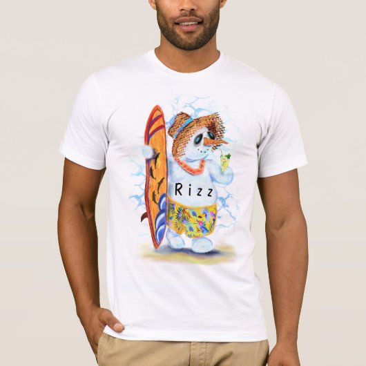 Rizz T-Shirt Schneemann Surfer (Vorderseite)