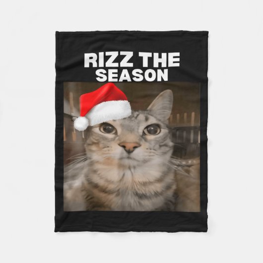 Rizz The Season Funny Christmas Pajamas Cat Meme B Fleecedecke (Vorderseite)