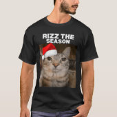 Rizz The Season Funny Christmas Pajamas Cat Meme B T-Shirt (Vorderseite)