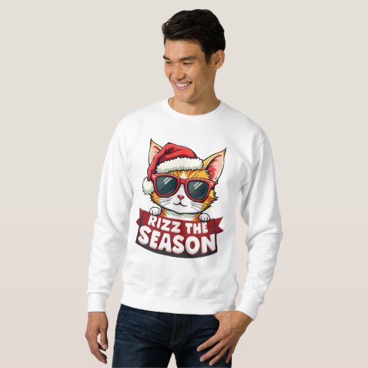 Rizz The Season Funny Christmas Rizzmas Cat Santa Sweatshirt (Vorne ganz)