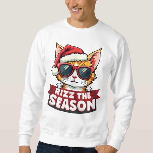 Rizz The Season Funny Christmas Rizzmas Cat Santa Sweatshirt (Vorderseite)