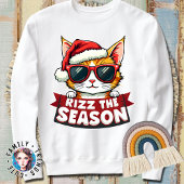 Rizz The Season Funny Christmas Rizzmas Cat Santa Sweatshirt