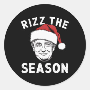 Rizz The Season Funny Trump Weihnachten Runder Aufkleber