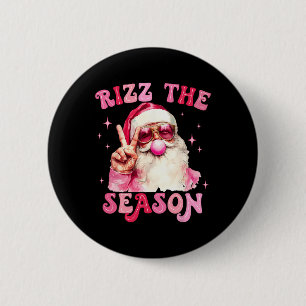 Rizz The Season Santa Pink Blase Gum Rizzmas Chri Button