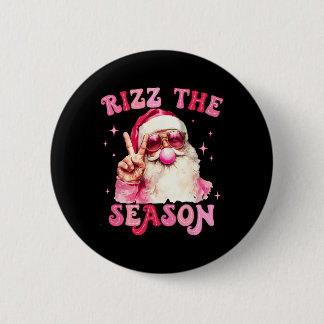 Rizz The Season Santa Pink Blase Gum Rizzmas Chri Button