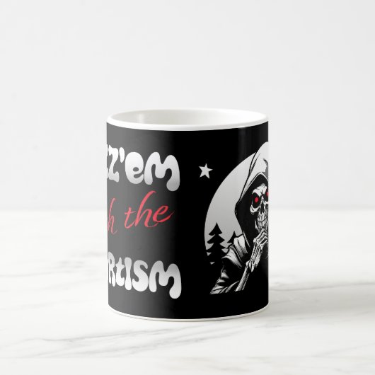 Rizz'em mit dem Mortismus (B&W) Kaffeetasse (Mittel)
