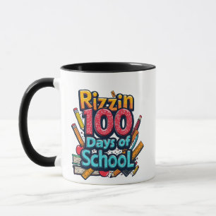 Rizzin 100 Tage der Schule Gen Alpha Funny Tasse