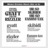 Rizzler Meme Sticker Sheet Set (Blatt)