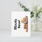 Rizzly cute teddy bear design funny quote postkarte (Stehend Vorderseite)
