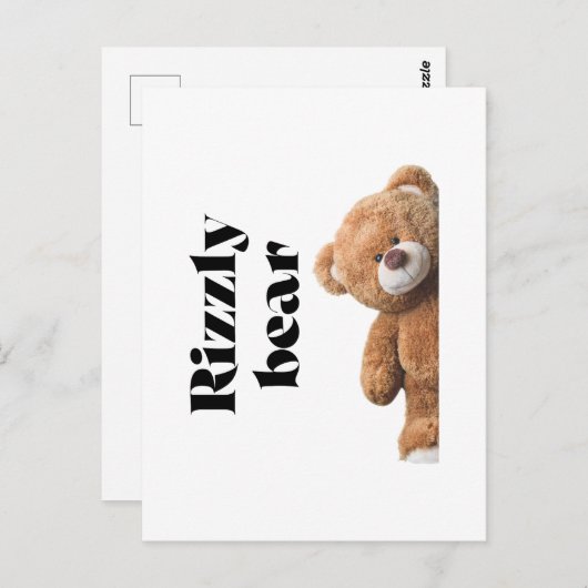 Rizzly cute teddy bear design funny quote postkarte (Vorne/Hinten)
