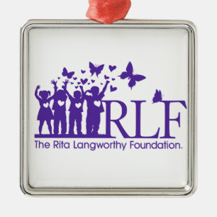 RLF Logo-erstklassige quadratische Verzierung Silbernes Ornament