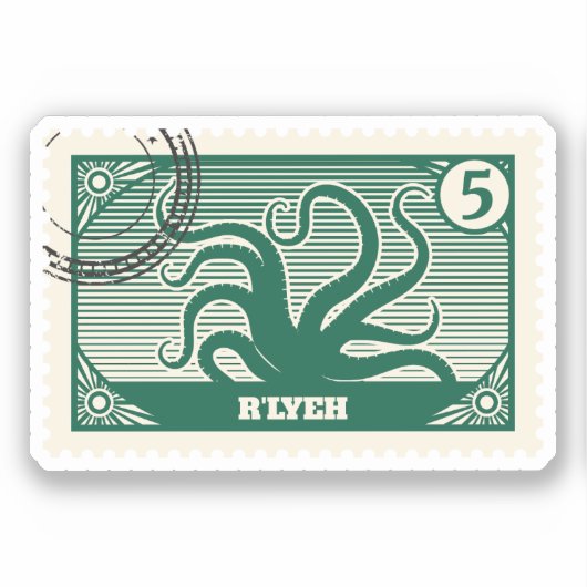 R'lyeh Post Briefmarke Aufkleber (Vorderseite)