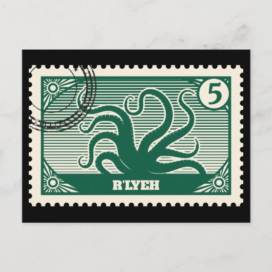 R'lyeh Post Briefmarke Postkarte (Vorderseite)