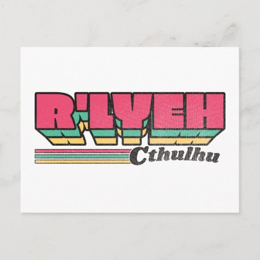 R'lyeh Retro Label Cthulhu Postkarte (Vorderseite)