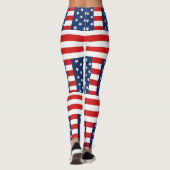 rmdesignflo55 USA Flag auf rotem Hintergrund Leggings (Rückseite)