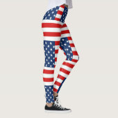 rmdesignflo55 USA Flag auf rotem Hintergrund Leggings (Rechts)