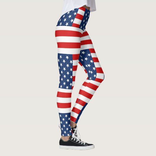 rmdesignflo55 USA Flag auf rotem Hintergrund Leggings (Rechts)