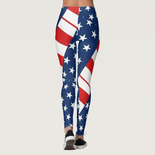 rmdesignflo55 USA Flag Leggings - roter Hintergrun (Rückseite)