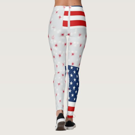 rmdesignflo55 zeichnend US-Flagge auf rotem Hinter Leggings (Rückseite)