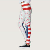 rmdesignflo55 zeichnend US-Flagge auf rotem Hinter Leggings (Links)