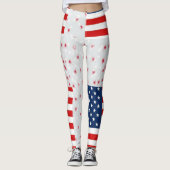 rmdesignflo55 zeichnend US-Flagge auf rotem Hinter Leggings (Vorderseite)