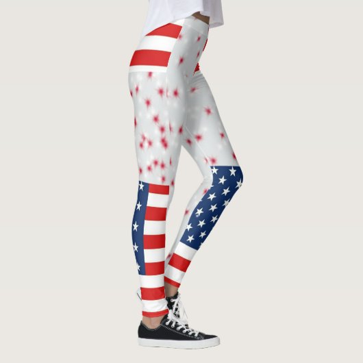 rmdesignflo55 zeichnend US-Flagge auf rotem Hinter Leggings (Rechts)