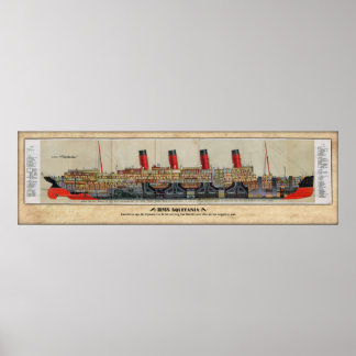 RMS Aquitania Cut Away Poster