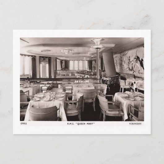 RMS Fahrgastschiff, Königin Maria, Grill Vintag Postkarte (Vorderseite)