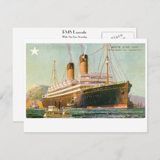 RMS Laurentic Postkarte (Vorne/Hinten)