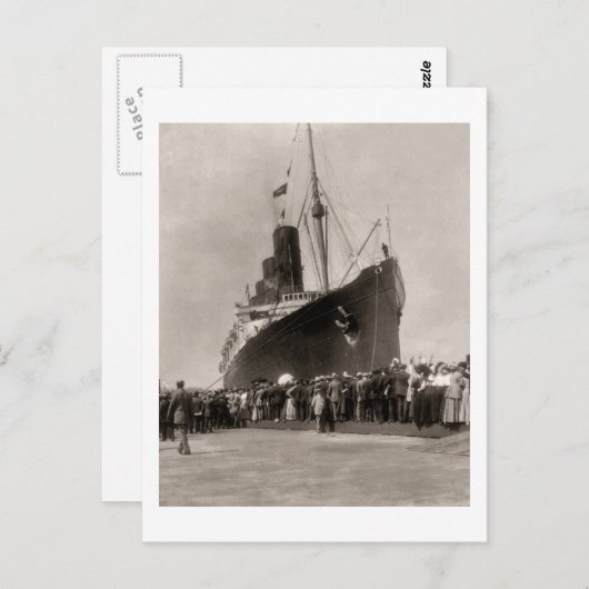 RMS Lusitania kommt 1907 nach New York Postkarte (Vorne/Hinten)