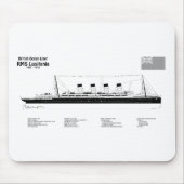 RMS Lusitania - Pläne für Schiffskonzepte BD Mousepad (Vorne)
