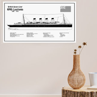 RMS Lusitania - Pläne für Schiffskonzepte BD Poster
