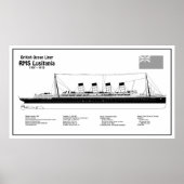 RMS Lusitania - Pläne für Schiffskonzepte BD Poster (Vorne)