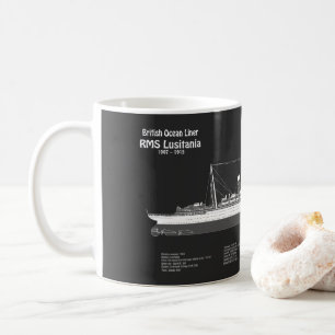 RMS Lusitania - Pläne für Schiffskonzepte PBD Kaffeetasse