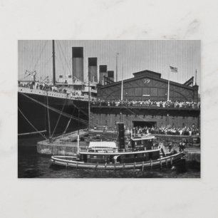 RMS Olympic am Pier 59 Vintage Glasdia 1911 Postkarte