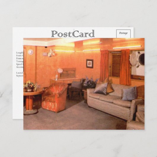 RMS Queen Mary First Class Sitzbereich Postkarte (Vorne/Hinten)
