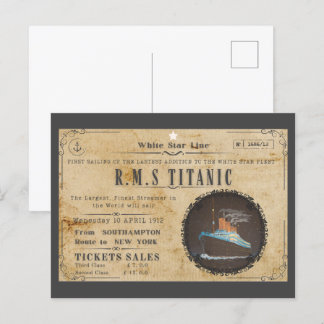 RMS TITANIC ANZEIGE AN BORD POSTKARTE