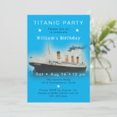 RMS Titanic Blue Birthday Einladung (Stehend Vorderseite)