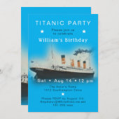 RMS Titanic Blue Birthday Einladung (Vorne/Hinten)