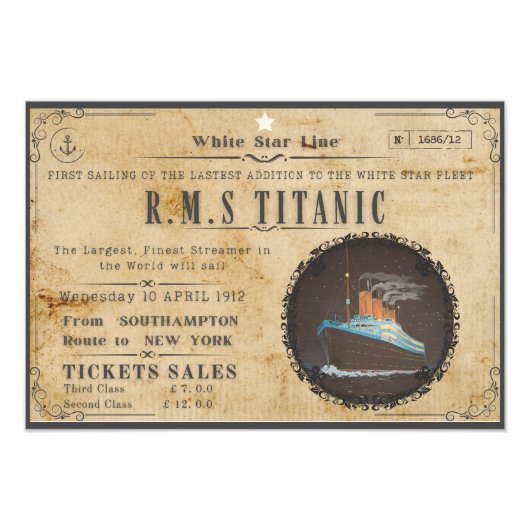 RMS TITANIC BOARDING-WERBUNG FOTODRUCK (Vorne)