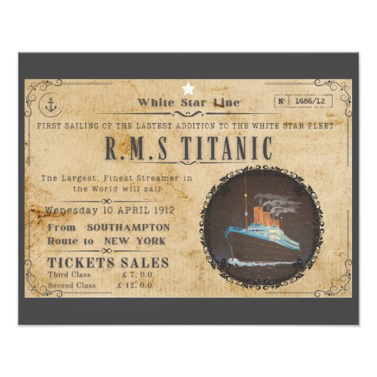 RMS TITANIC BOARDING-WERBUNG FOTODRUCK (Vorne)