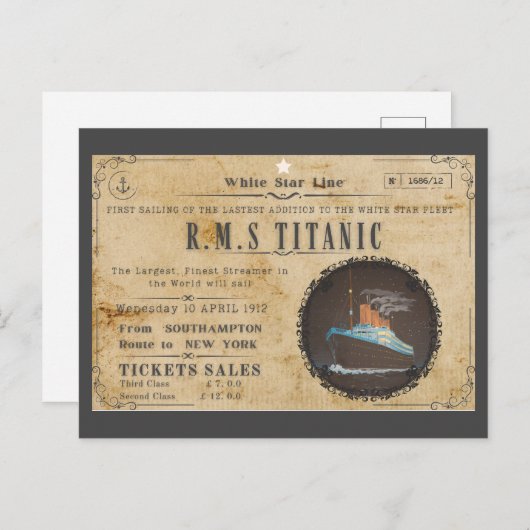 RMS TITANIC BOARDING-WERBUNG POSTKARTE (Vorne/Hinten)