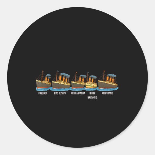 Rms Titanic Britannic Poseidon Carpathia Famous Sh Runder Aufkleber (Vorderseite)